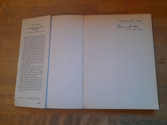 IL SECONDO ROMANTICISMO LOMBARDO. E ALTRI SAGGI SULL'OTTOCENTO ITALIANO. ANGELO ROMANO'. FABBRI EDITORI. 1° EDIZIONE 1958. COLLANA: NUOVI STUDI CRITICI VI.