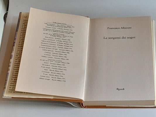 LE SORGENTI DEI SOGNI. FRANCESCO ALBERONI. RIZZOLI EDITORE. 1° EDIZIONE 2000. COLLANA: I LIBRI DI FRANCESCO ALBERONI.