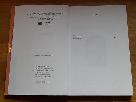OSNABRÜCK. HÉLÉNE CIXOUS. LUCIANA TUFANI EDITRICE, 2001. COLLANA: ELLEDI 15.