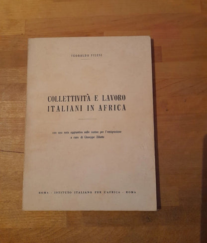 COLLETTIVITA' E LAVORO ITALIANI IN AFRICA. TEOBALDO FILESI. ISTITUTO ITALIANO PER L'AFRICA. 1° EDIZIONE 1961.