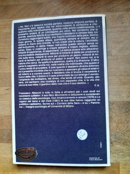 L' ALBERO DELLA VITA. FRANCESCO ALBERONI. GARZANTI EDITORE. COLLANA: GARZANTI SAGGI BLU. 1° EDIZIONE FEBBRAIO 1982.