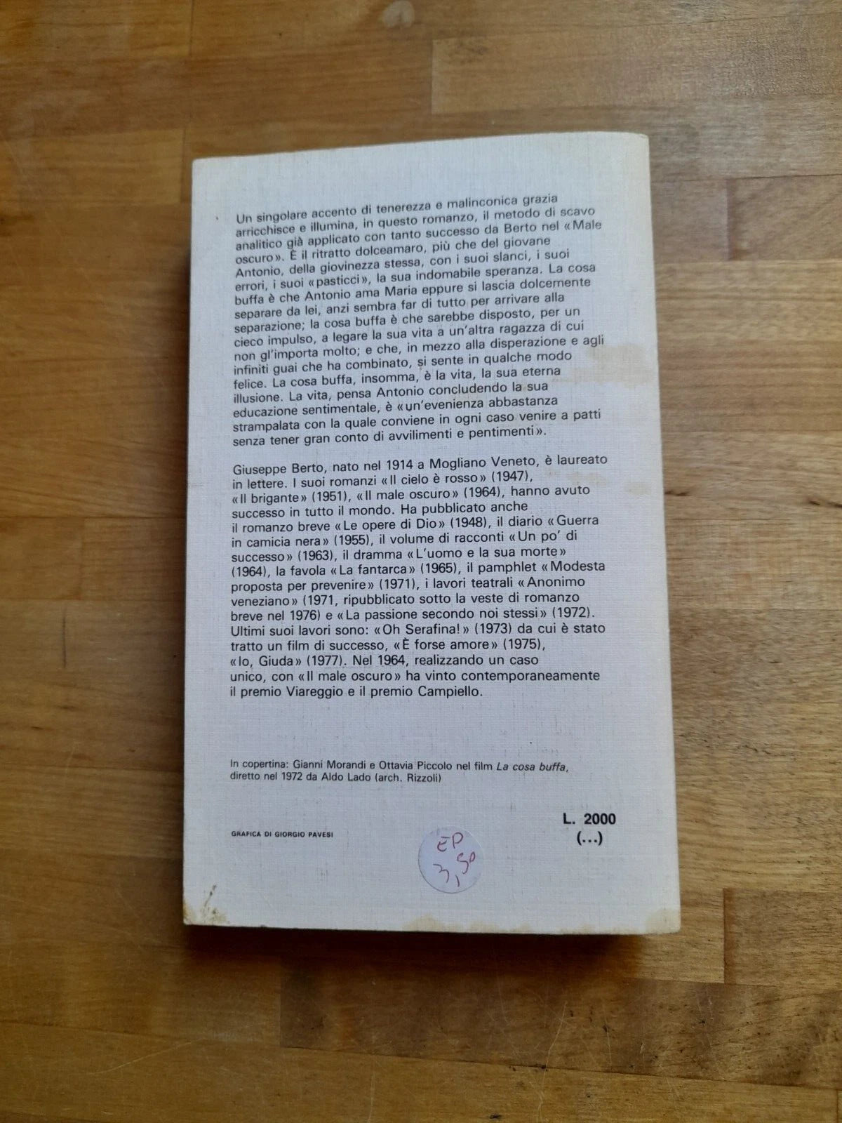 LA COSA BUFFA. GIUSEPPE BERTO. RIZZOLI EDITORE. COLLANA: BUR RIZZOLI 261. 1° EDIZIONE OTTOBRE 1978.