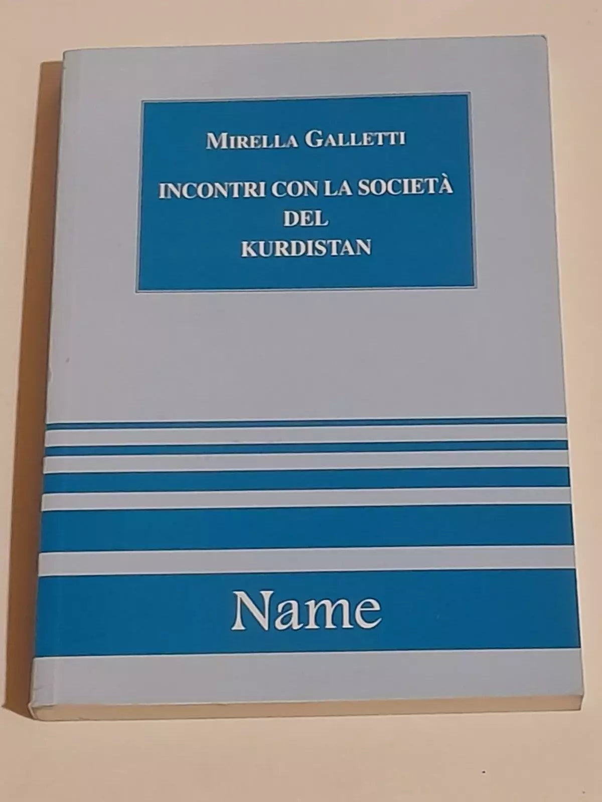 INCONTRI CON LA SOCIETA' DEL KURDISTAN. MIRELLA GALLETTI. NAME EDIZIONI. RISTAMPA 2002. COLLANA: I SENTIERI DELL'UOMO 5, COLLANA DI ANTROPOLOGIA STORICA.