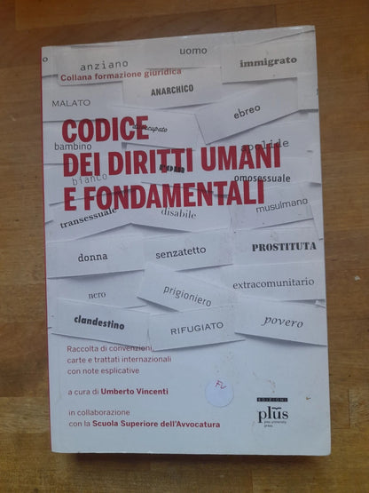 CODICE DEI DIRITTI UMANI E FONDAMENTALI. UMBERTO VINCENTI. COLLANA: FORMAZIONE GIURIDICA 8. EDIZIONI PLUS 2011.