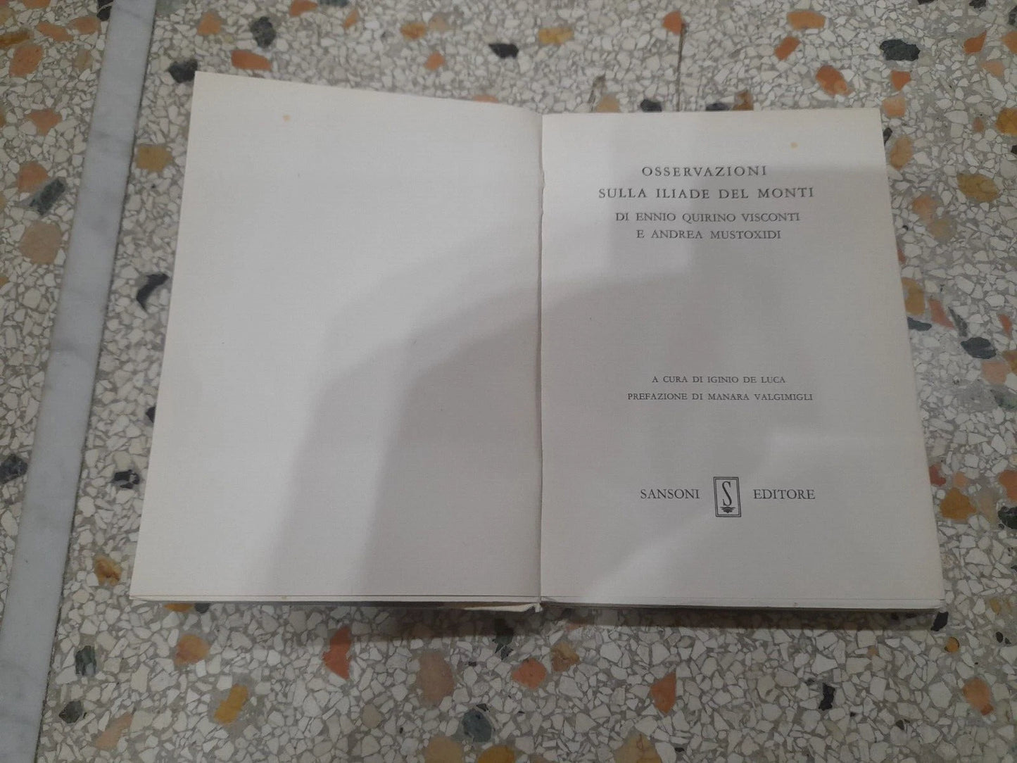 OSSERVAZIONI SULLA ILIADE DEL MONTI. ENNIO QUIRINO VISCONTI E ANDREA MUSTOXIDI. SANSONI EDITORE, 1961. COLLANA: LA NUOVA BIBLIOTECA DI LEONARDO. PREFAZIONE DI MANARA VALGIMIGLI.