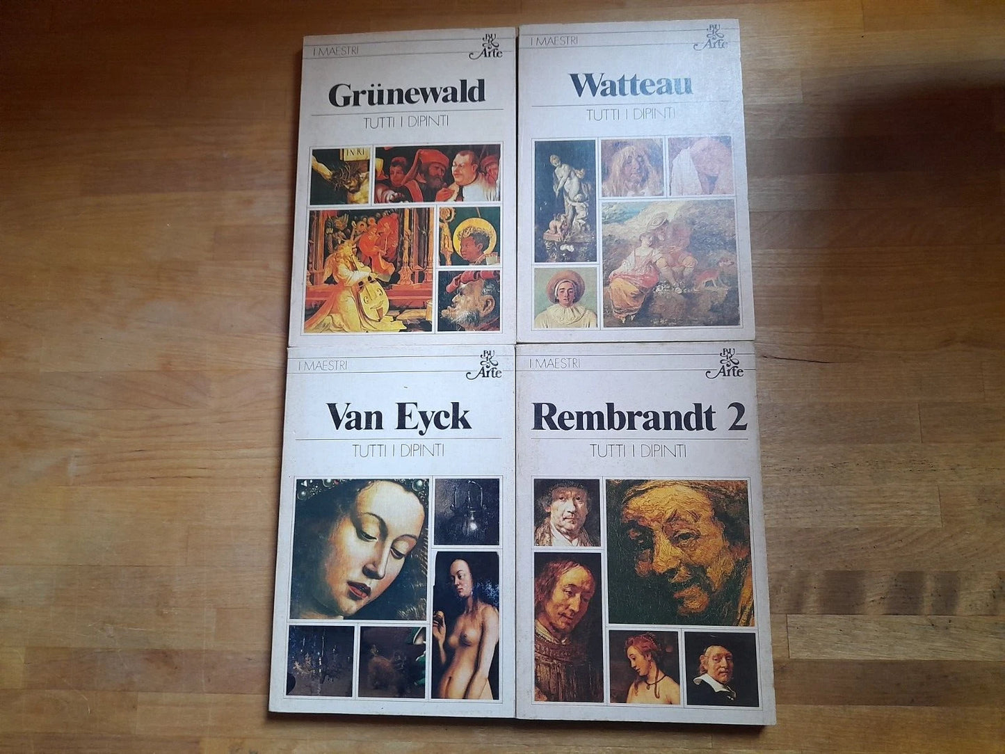 I MAESTRI BUR ARTE. LOTTO DI 4 VOLUMI: WATTEAU-GRUNEWALD-REMBRANDT 2 - VAN EYCK. TUTTI I DIPINTI. 1° EDIZIONE: 1980-'81-'82