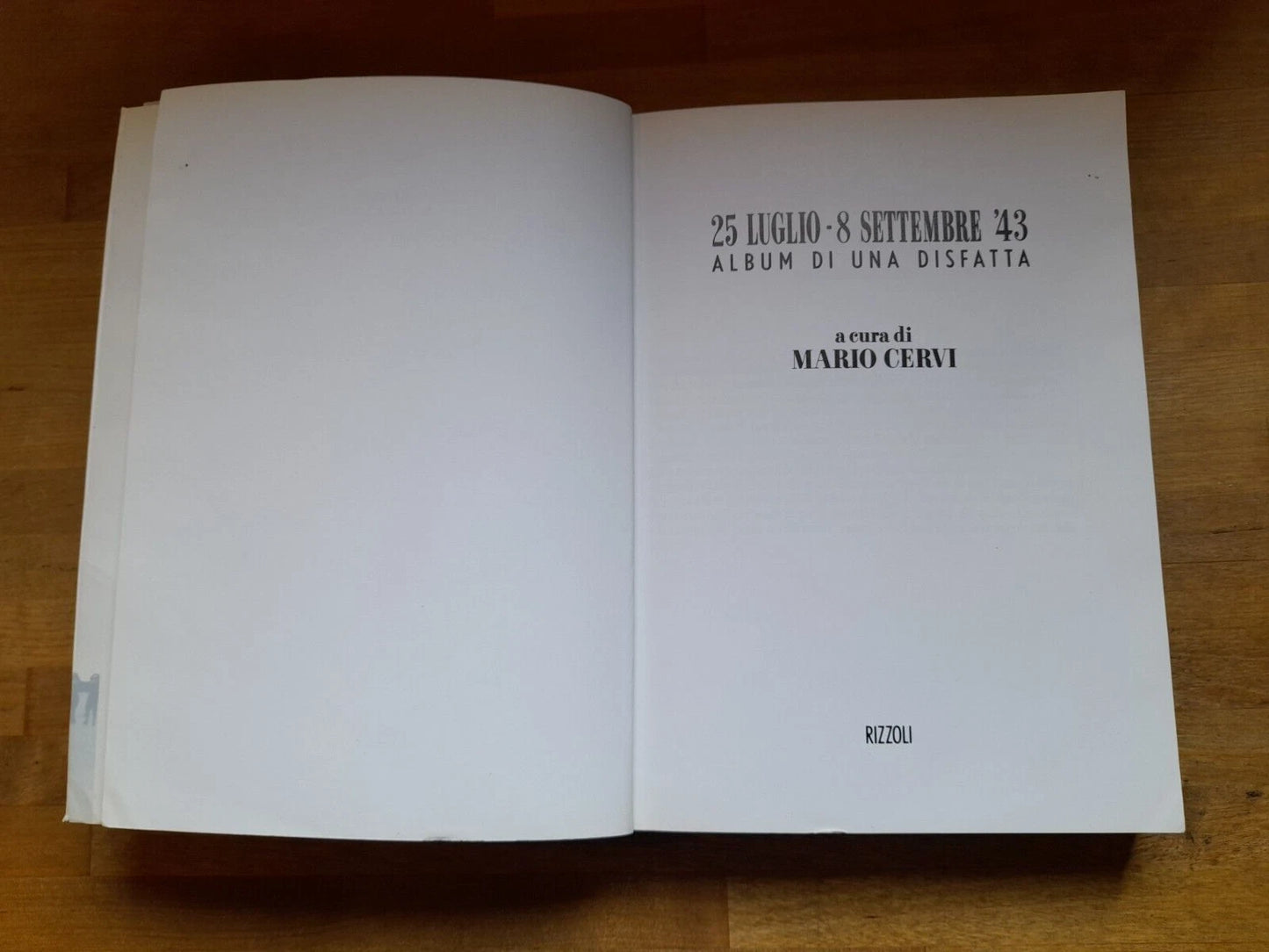 25 LUGLIO-8 SETTEMBRE. ALBUM DI UNA DISFATTA. MARIO CERVI. RIZZOLI EDITORE. 1° EDIZIONE 1993.