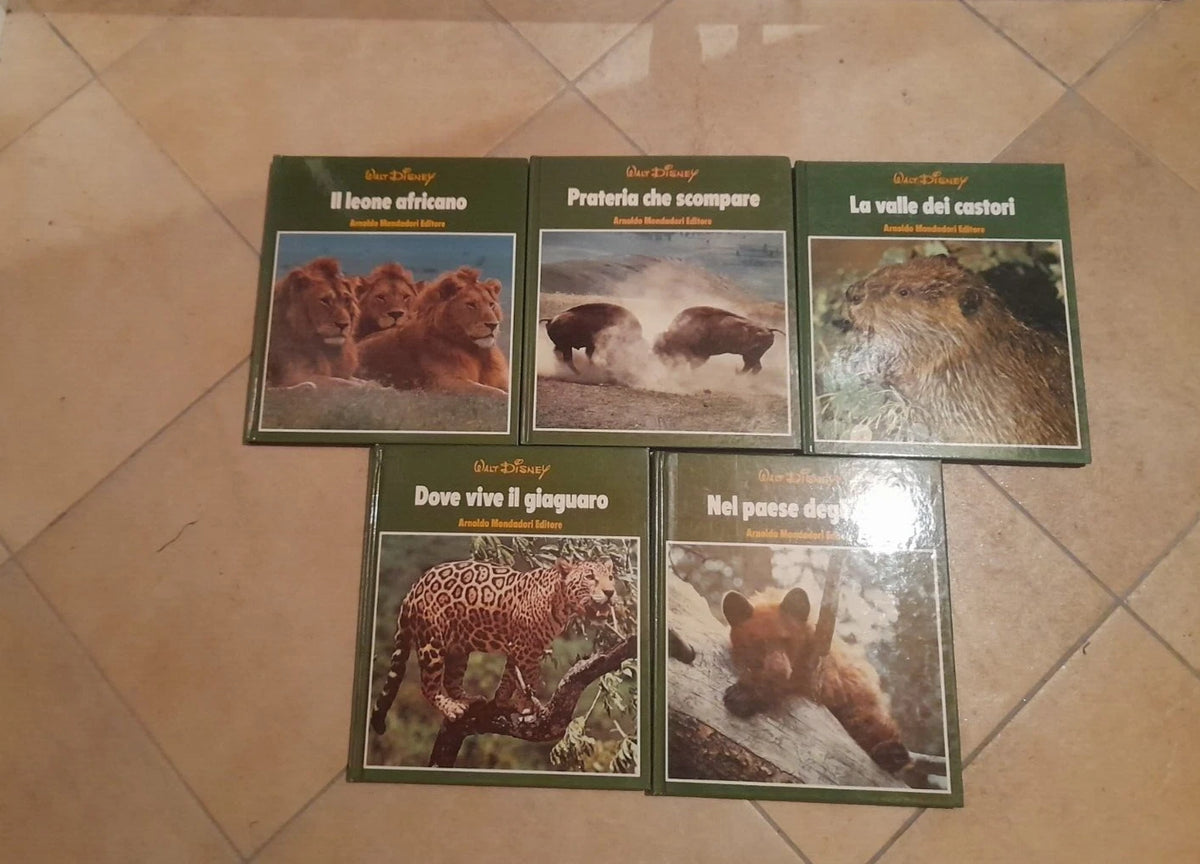 DISNEY NATURA. 5 VOLUMI. AA.VV. ARNOLDO MONDADORI EDITORE. 1° EDIZIONE 1975.
