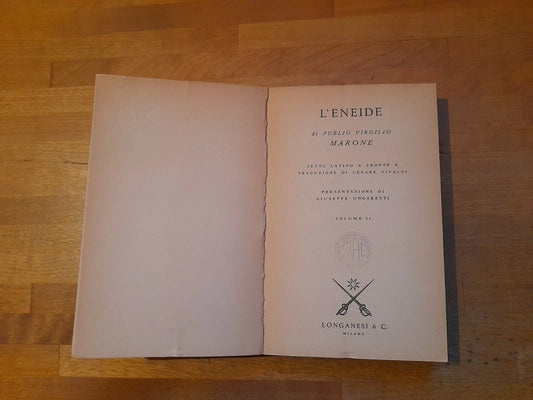 L'ENEIDE. VOLUME SECONDO. PUBLIO VIRGILIO MARONE. LONGANESI & C. EDITORI. COLLANA: I LIBRI POCKET 271. RISTAMPA 1970.