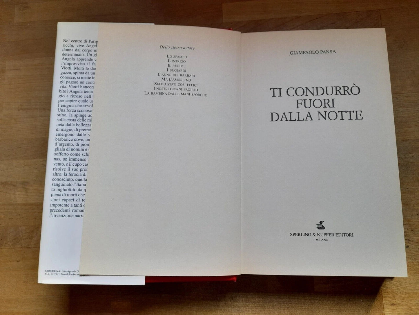 TI CONDURRO' FUORI DALLA NOTTE. GIAMPAOLO PANSA. SPERLING & KUPFER EDITORI. 1° EDIZIONE 1998. COLLANA: "NARRATIVA".