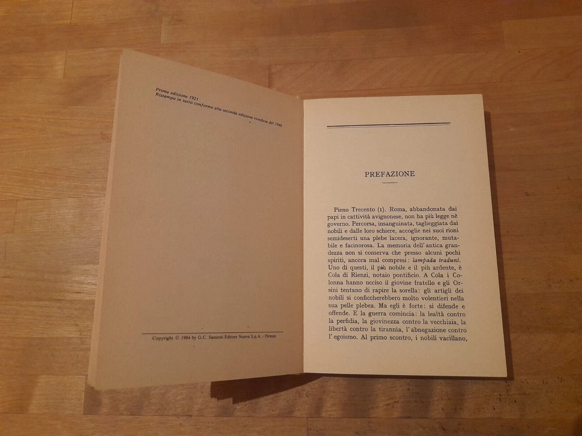 RIENZI. RICCARDO WAGNER. SANSONI EDITORE. RISTAMPA 1984. COLLANA: BIBLIOTECA SANSONIANA STRANIERA.