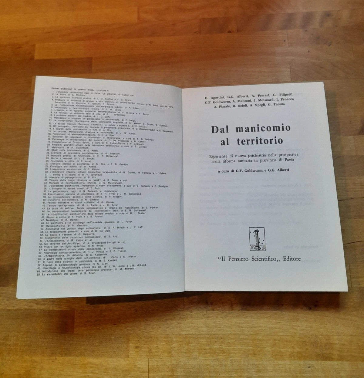 DAL MANICOMIO AL TERRITORIO. G.F.GOLDWURM - G.G.ALBERTI. "IL PENSIERO SCIENTIFICO" EDITORE. 1° EDIZIONE 1978. COLLANA: PICCOLA BIBLIOTECA DI NEUROLOGIA E PSICHIATRIA.
