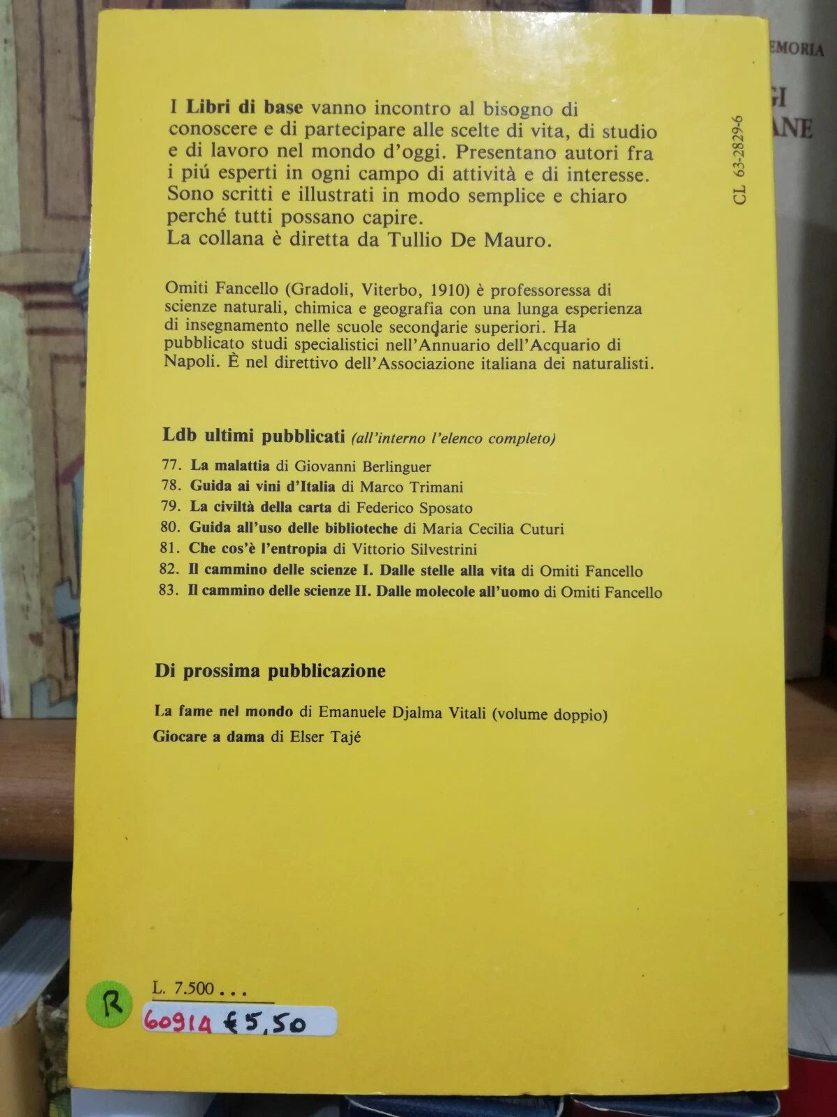 DALLE STELLE ALLA VITA. IL CAMMINO DELLE SCIENZE 1. OMITI FANCELLO. EDITORI RIUNITI. 1° EDIZIONE 1985. COLLANA: LIBRI DI BASE, 82.