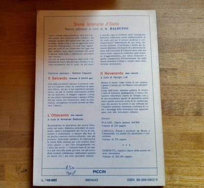 STORIA LETTERARIA D'ITALIA. UGO FOSCOLO. ESTRATTO DA L'OTTOCENTO. NUOVA EDIZIONE A CURA DI ARMANDO BALDUINO. PICCIN NUOVA LIBRARIA CASA EDITRICE DR. FRANCESCO VALLARDI.