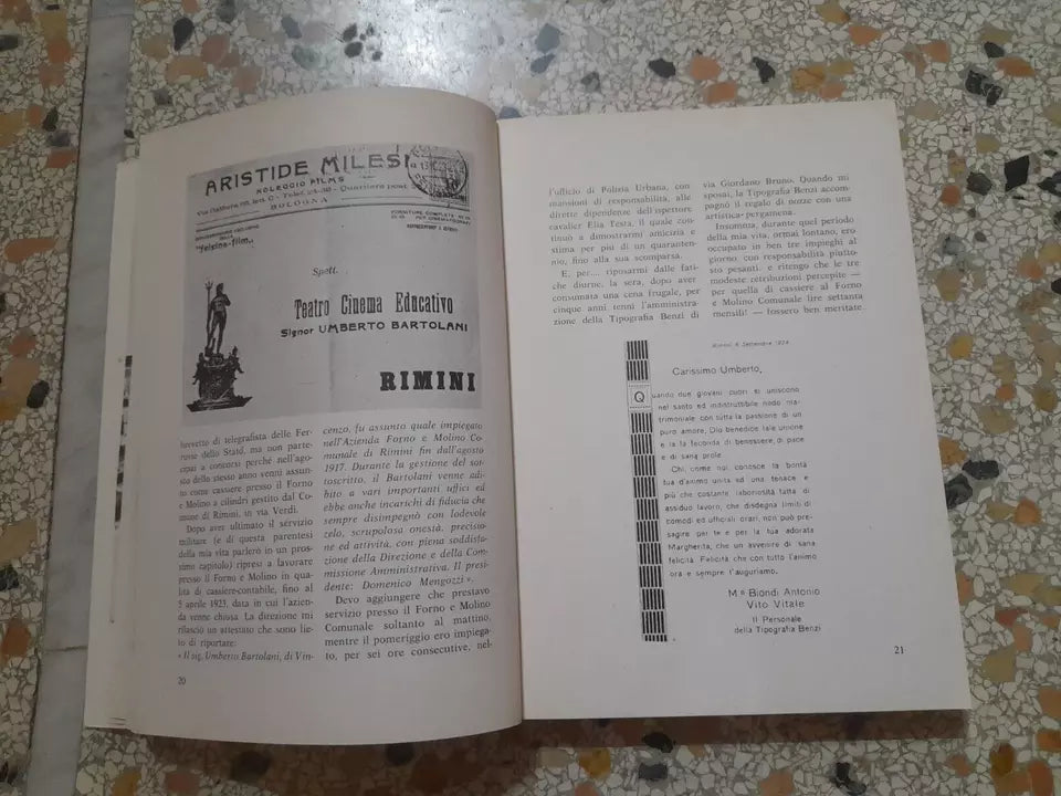 A RUOTA LIBERA SUL FILO DEI RICORDI. UMBERTO BARTOLANI. EUROTIP EDITORE. PREFAZIONE SERGIO ZAVOLI. 1° EDIZIONE 1974.