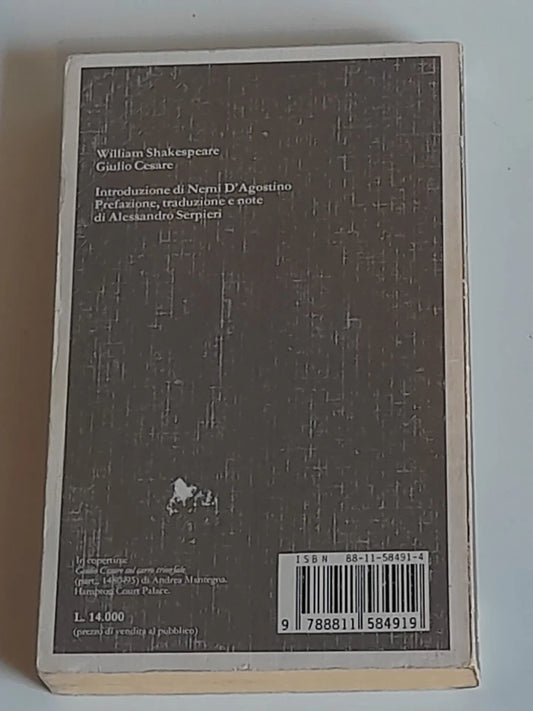 GIULIO CESARE. CON TESTO A FRONTE. WILLIAM SHAKESPEARE. GARZANTI EDITORE. COLLANA: I GRANDI LIBRI GARZANTI. 1° EDIZIONE 1993.