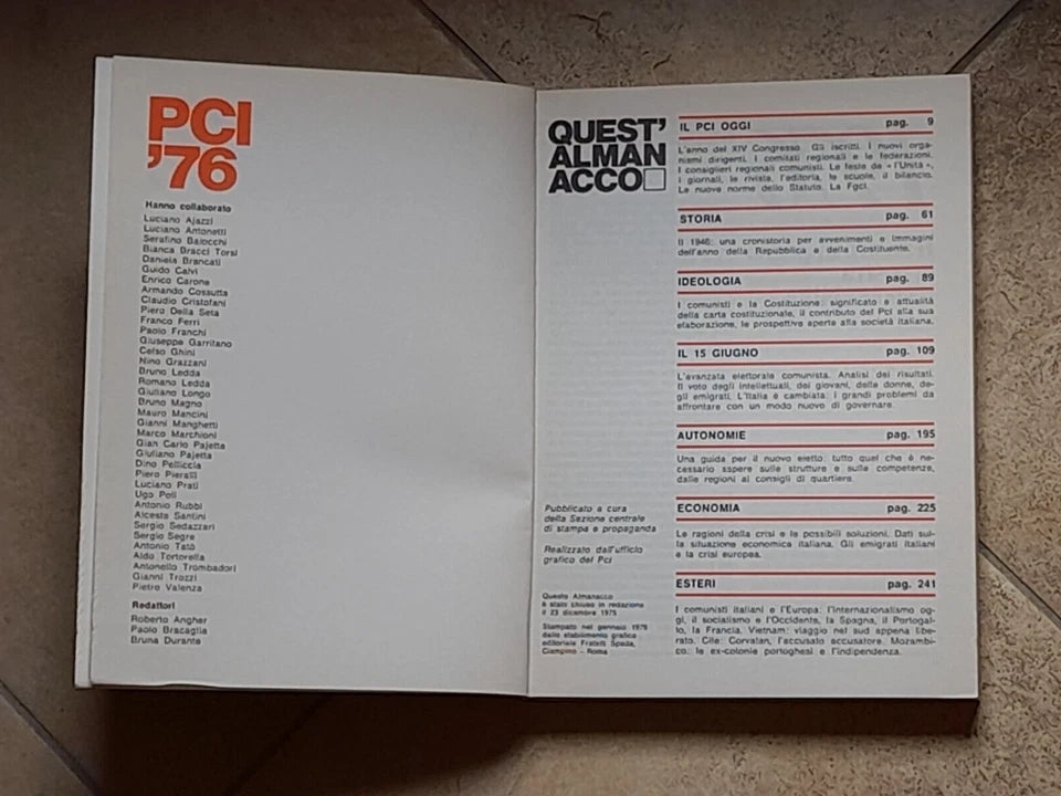 ALMANACCO PCI '76.  AA.VV. FRATELLI SPADA EDITORIALE - ROMA. 1° EDIZIONE 1976.