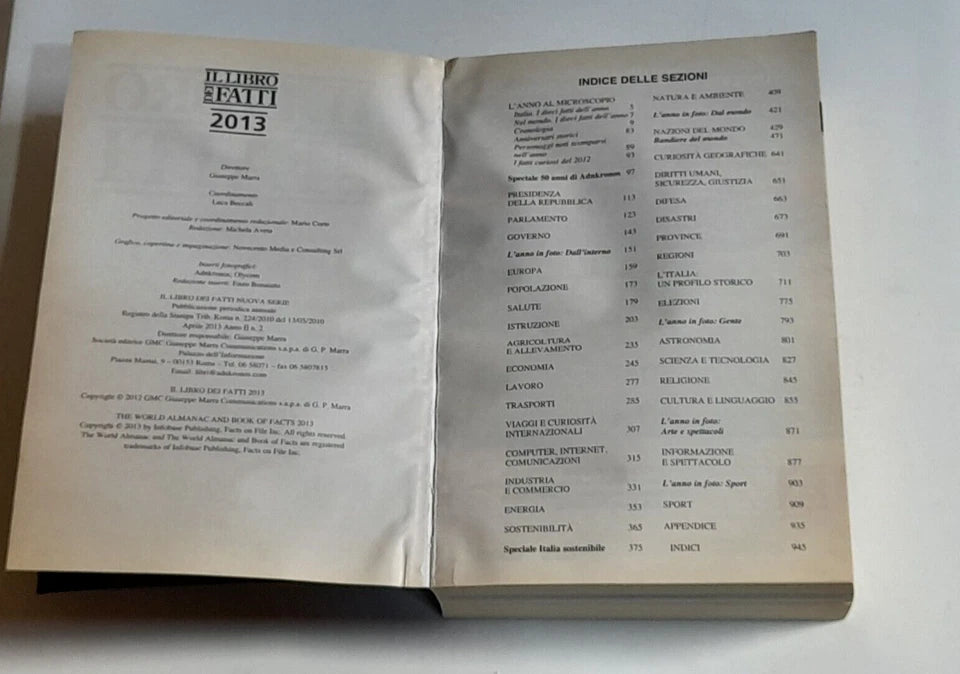 IL LIBRO DEI FATTI 2013. AA.VV. ADNKRONOS LIBRI. NUOVA SERIE, PUBBLICAZIONE PERIODICA ANNUALE, APRILE 2013.