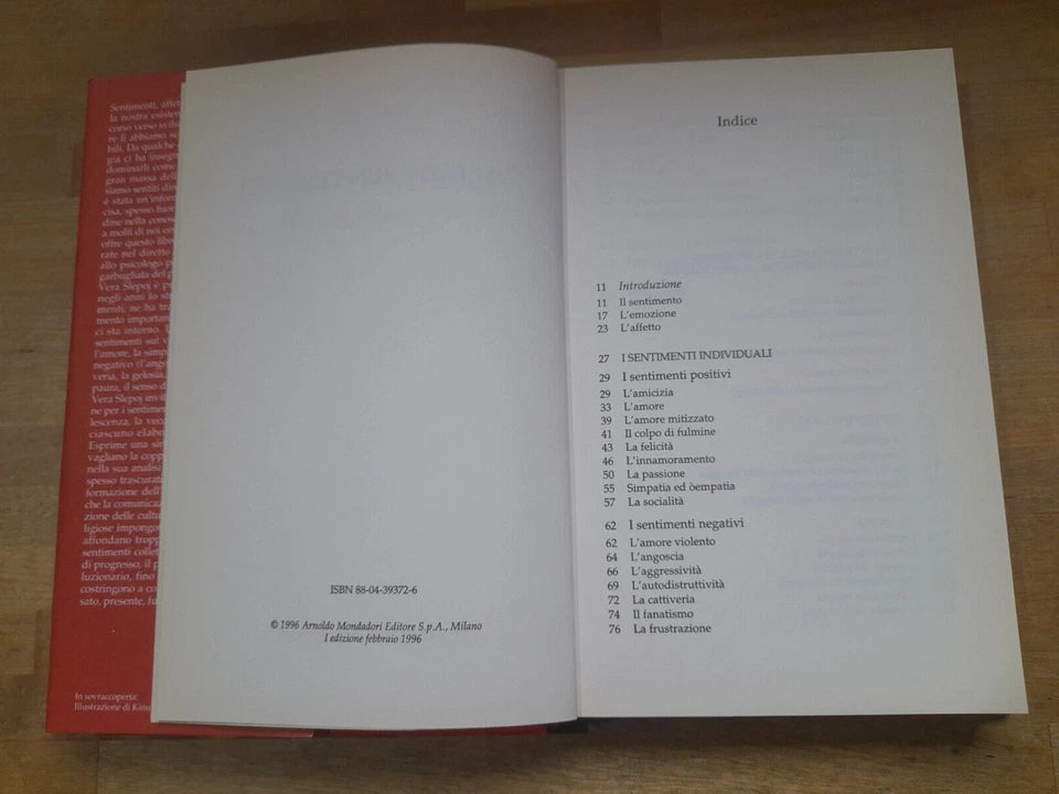 CAPIRE I SENTIMENTI. PER CONOSCERE MEGLIO SE STESSI E GLI ALTRI. VERA SLEPOJ. MONDADORI EDITORE. 1° EDIZIONE 1996. COLLANA: INGRANDIMENTI