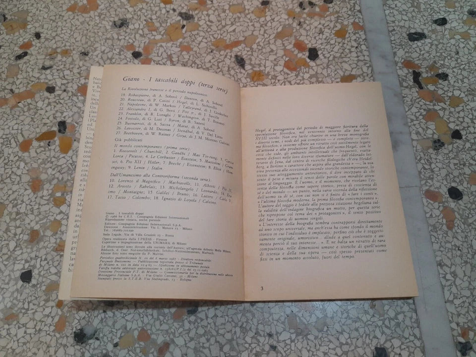 HEGEL - ROUSSEAU. A CURA DI LIVIO SICHIROLLO - PAOLO CASINI. C.E.I. EDITORE. PERIODICO QUINDICINALE N.20, 6 MARZO 1967. COLLANA: I PROTAGONISTI DELLA STORIA UNIVERSALE NUMERO 20.