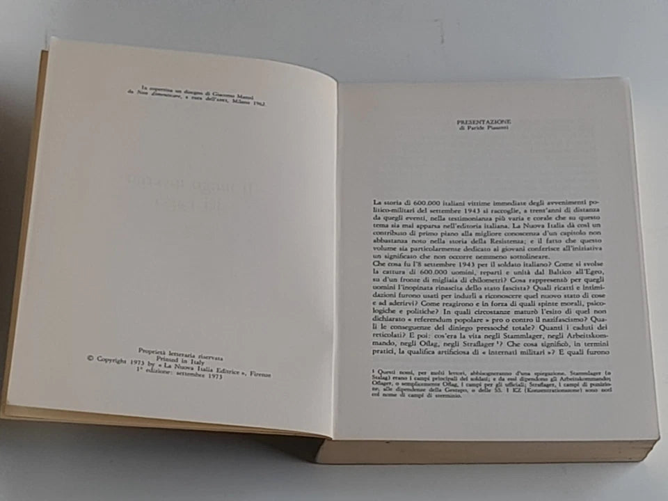 IL LUNGO INVERNO DEI LAGER. DAI CAMPI NAZISTI, TRENT'ANNI DOPO. PARIDE PIASENTI. LA NUOVA ITALIA EDITRICE. 1° EDIZIONE SETTEMBRE 1973.