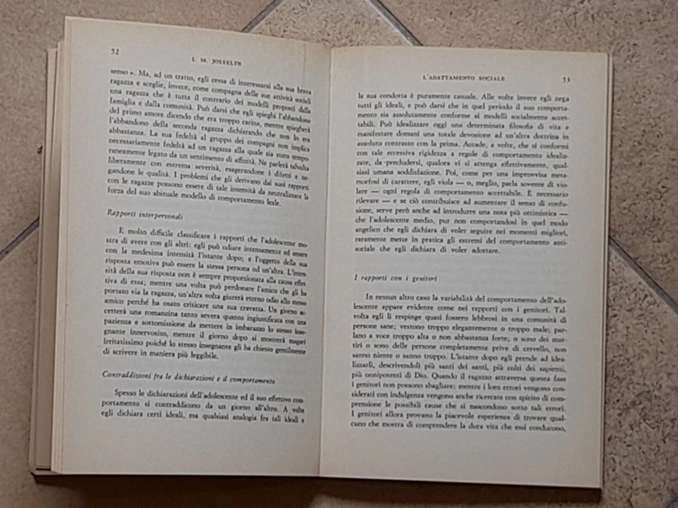 L'ADOLESCENTE E IL SUO MONDO. IRENE M. JOSSELYN. GIUNTI BARBERA EDITORE. RISTAMPA 1980. COLLANA: PSICOLOGIA CONTEMPORANEA.