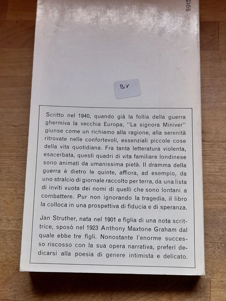 LA SIGNORA MINIVER. JAN STRUTHER. MONDADORI EDITORE. COLLANA: GLI OSCAR SETTIMANALI 27. 362° MIGLIAIO. 1° EDIZIONE GLI OSCAR OTTOBRE 1965.