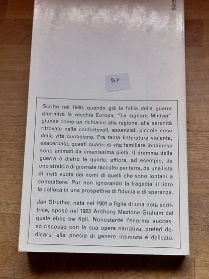 LA SIGNORA MINIVER. JAN STRUTHER. MONDADORI EDITORE. COLLANA: GLI OSCAR SETTIMANALI 27. 362° MIGLIAIO. 1° EDIZIONE GLI OSCAR OTTOBRE 1965.
