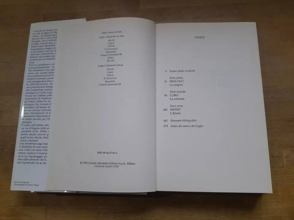 EDDA UNA TRAGEDIA ITALIANA. ANTONIO SPINOSA. MONDADORI EDITORE. COLLANA: LE SCIE. 1° EDIZIONE 1993.