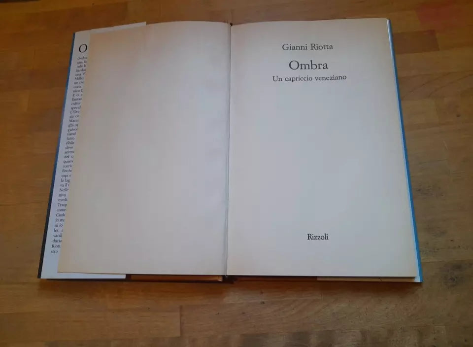 OMBRA. UN CAPRICCIO VENEZIANO. GIANNI RIOTTA. RIZZOLI EDITORE. 1° EDIZIONE OTTOBRE 1995.