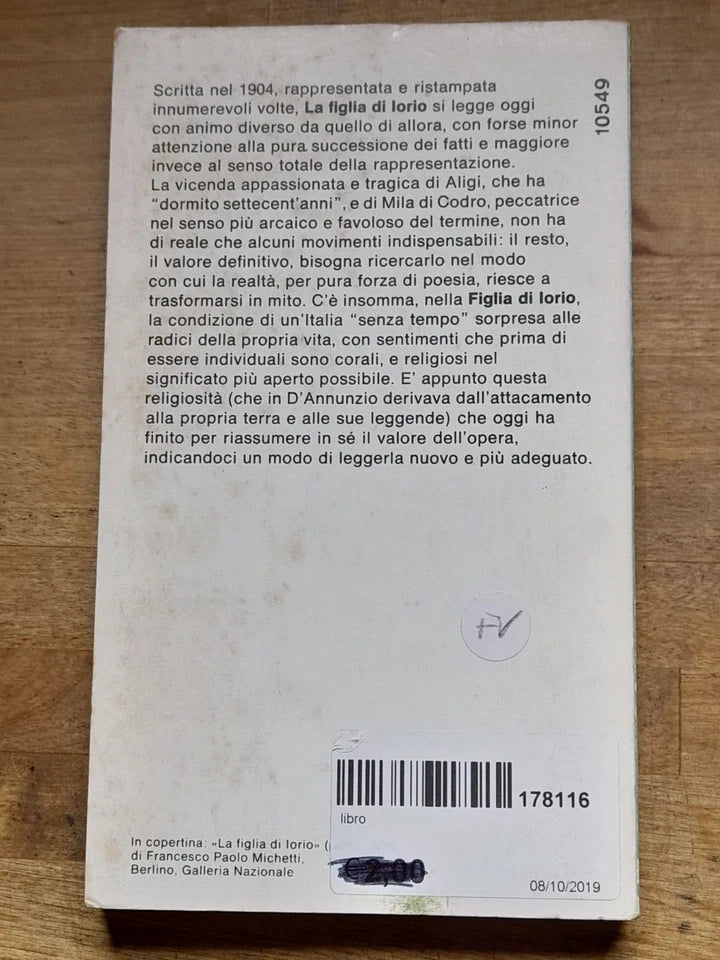 LA FIGLIA DI IORIO. GABRIELE D'ANNUNZIO. OSCAR MONDADORI EDITORE. 2° EDIZIONE 1972. COLLANA: GLI OSCAR.
