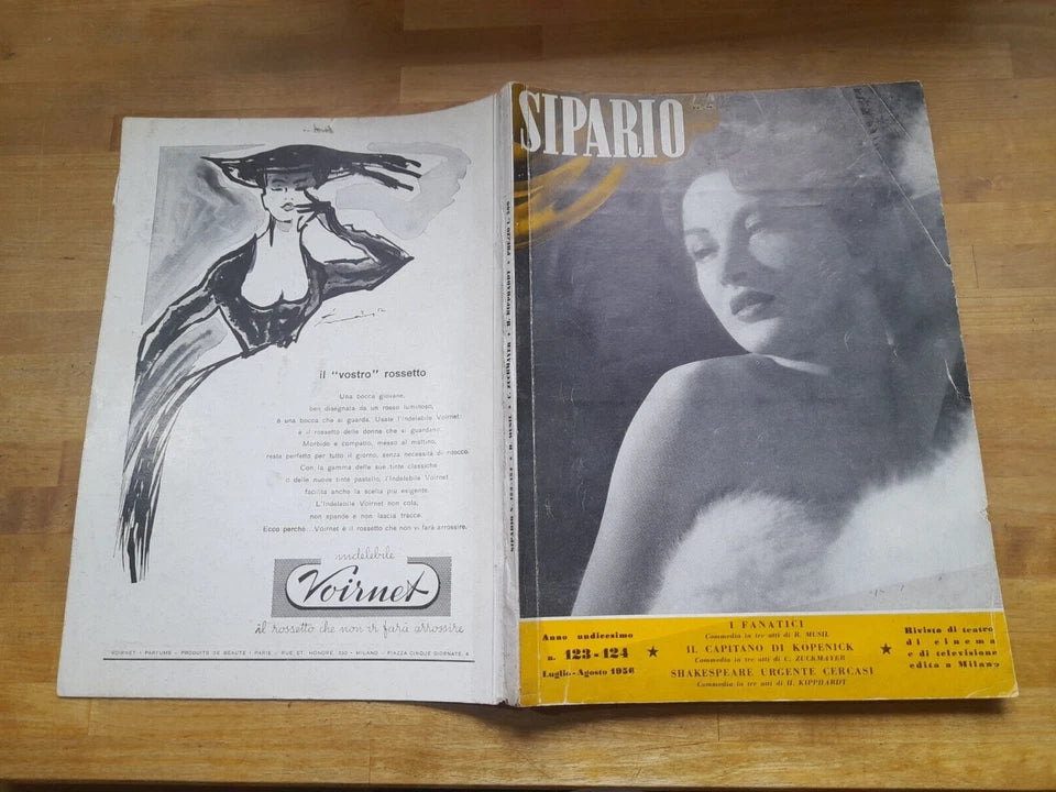 SIPARIO. ANNO UNDICESIMO. N.123-124. LUGLIO-AGOSTO 1956. RIVISTA TEATRO E CINEMA.