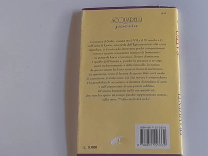 FRAMMENTI. LA DONNA, L'AMORE, LA POESIA. SAFFO. DEMETRA EDITRICE. SERIE: ACQUARELLI POESIA 6. RISTAMPA LUGLIO 1996.