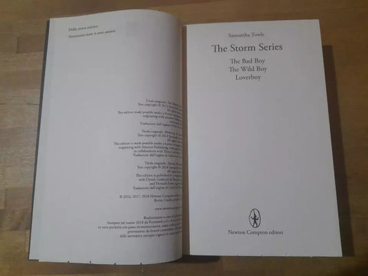 THE STORM. LA SERIE COMPLETA: THE BAD BOY THE WILD BOY THE LOVER BOY. SAMANTHA TOWLE. NEWTON COMPTON EDITORI. RISTAMPA 2018. COLLANA: SUPER INSUPERABILI 118.