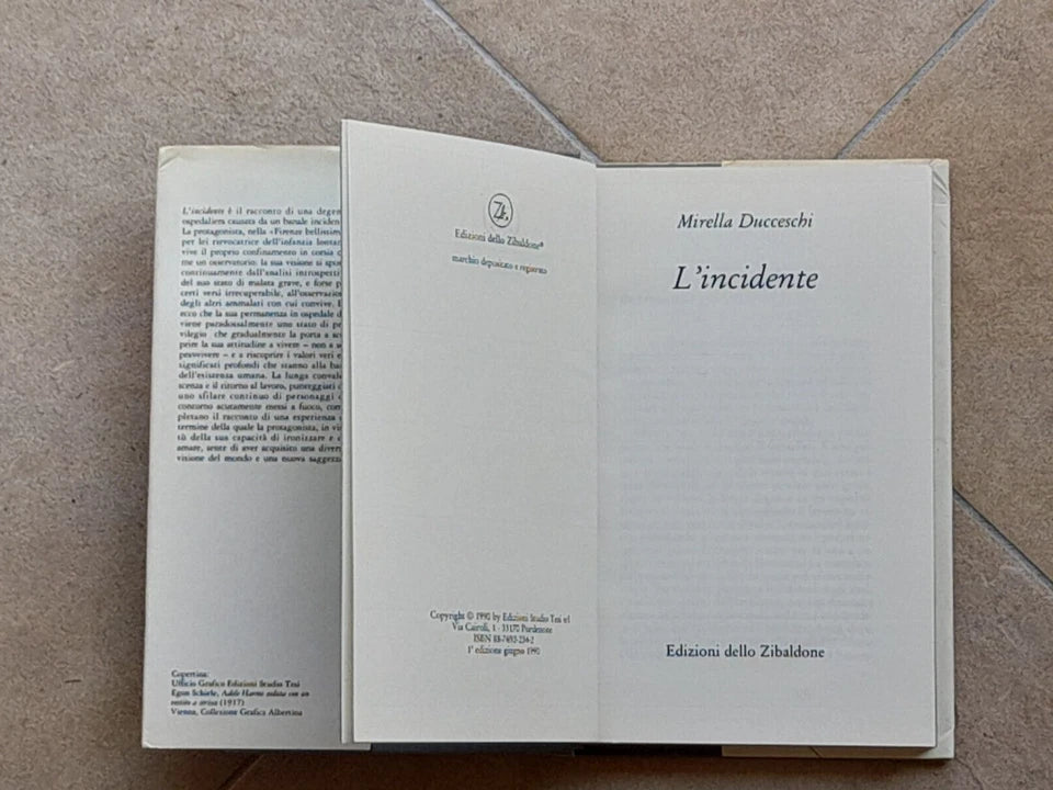 L'INCIDENTE. MIRELLA DUCCESCHI.  EDIZIONI DELLO ZIBALDONE.  ARABESCHI 9.  1° EDIZIONE 1990.