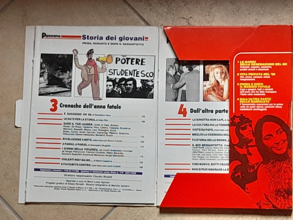 STORIA DEI GIOVANI PRIMA, DURANTE E DOPO IL SESSANTOTTO. AA.VV. SUPPLEMENTO A RIVISTA PANORAMA, 1988. SPECIALE A CURA DI MARIA LUISA AGNESE.