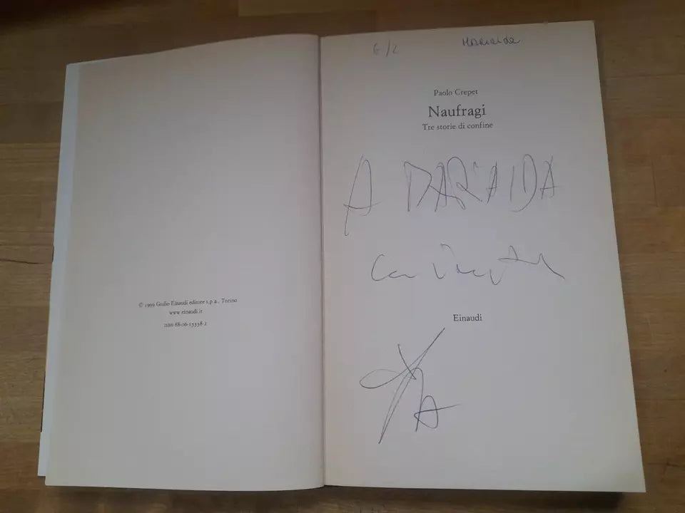 NAUFRAGI. TRE STORIE DI CONFINE. PAOLO CREPET. EINAUDI EDITORE. COLLANA: I CORALLI 117.  1° EDIZIONE 1999.