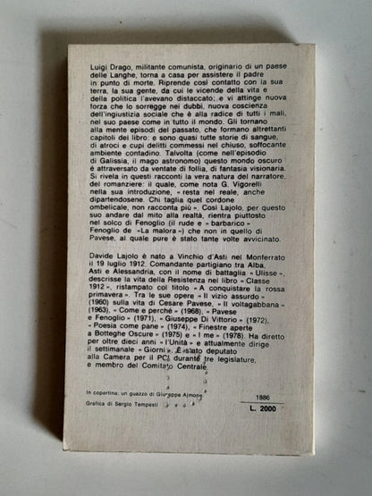 COME E PERCHE'. STORIA DELLE LANGHE. DAVIDE LAJOLO. BUR RIZZOLI EDITORE. 1° EDIZIONE BUR ROMANZI, GIUGNO 1978.