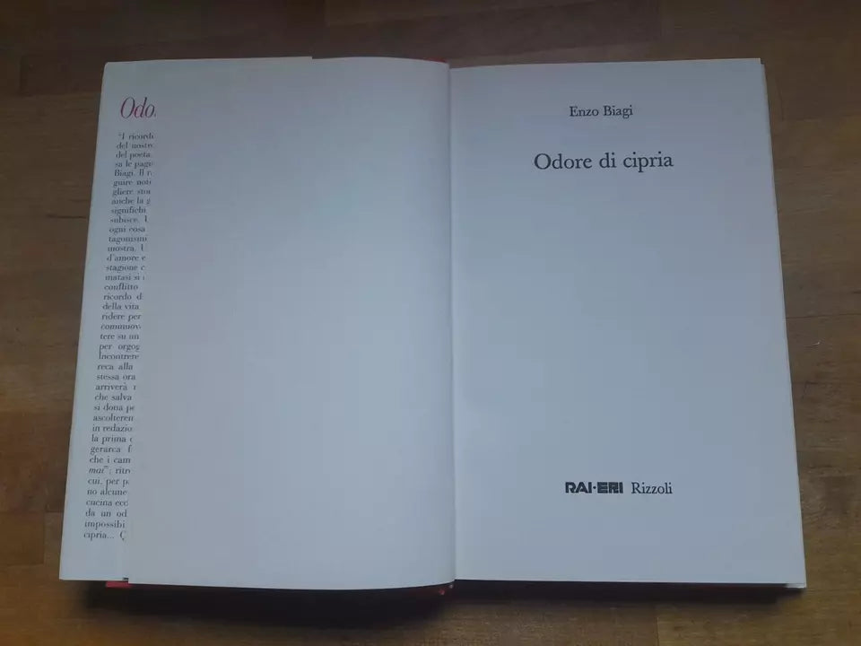 ODORE DI CIPRIA. ENZO BIAGI. RIZZOLI RAI.ERI. 1° EDIZIONE: OTTOBRE 1999.