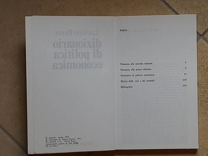 DIZIONARIO DI POLITICA ECONOMICA. LUCIANO BARCA. EDITORI RIUNITI. 2° EDIZIONE 1979. COLLANA: EDITORI RIUNITI DIZIONARI.
