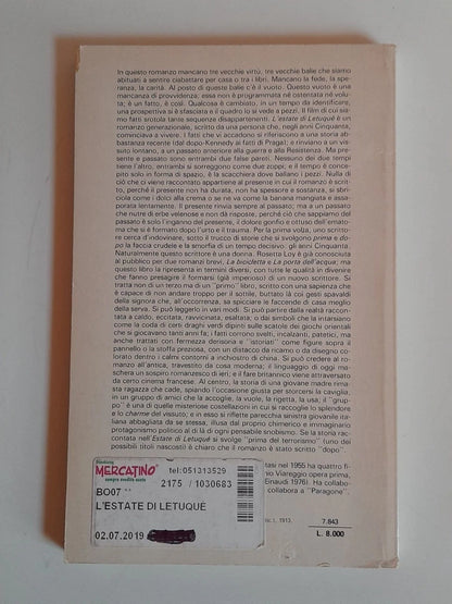 L' ESTATE DI LETUQUE'. ROSETTA LOY. RIZZOLI EDITORE. 1° EDIZIONE MARZO 1982. COLLANA: LA SCALA.