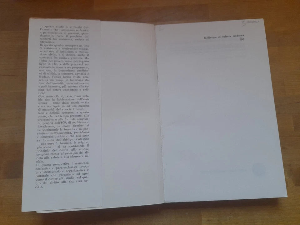 ASSISTENZA E EDUCAZIONE. 6° RICERCA SULLA SCUOLA. ROBERTO MAZZETTI. LATERZA EDITORI. RISTAMPA 1964. COLLANA: BIBLIOTECA DI CULTURA MODERNA 596.
