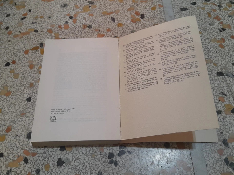 PHANTASIAIMAGINATIO. ATTI A CURA DI M. FATTORI - M. BIANCHI. EDIZIONI DELL'ATENEO 1988.