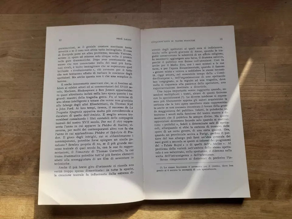 CINQUANT'ANNI DI TEATRO FRANCESE. RENÈ LALOU. CAPPELLI EDITRICE. COLLANA: UNIVERSALE CAPPELLI. SERIE TEATRO. EDIZIONE 1960.