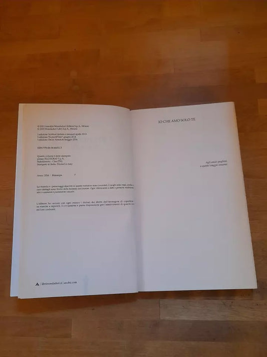 IO CHE AMO SOLO TE. LUCA BIANCHINI. MONDADORI EDITORE. COLLANA: OSCAR ABSOLUTE. 7° RISTAMPA 2016.