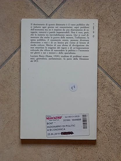 DIZIONARIO DI POLITICA ECONOMICA. LUCIANO BARCA. EDITORI RIUNITI. 2° EDIZIONE 1979. COLLANA: EDITORI RIUNITI DIZIONARI.