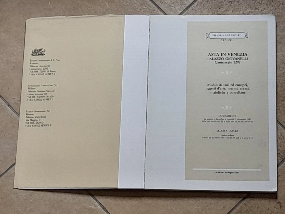 MOBILI ITALIANI ED EUROPEI, OGGETTI D'ARTE, MARMI, ARAZZI, MAIOLICHE, PORCELLANE. AA.VV. 1987.