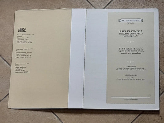 MOBILI ITALIANI ED EUROPEI, OGGETTI D'ARTE, MARMI, ARAZZI, MAIOLICHE, PORCELLANE. AA.VV. 1987.