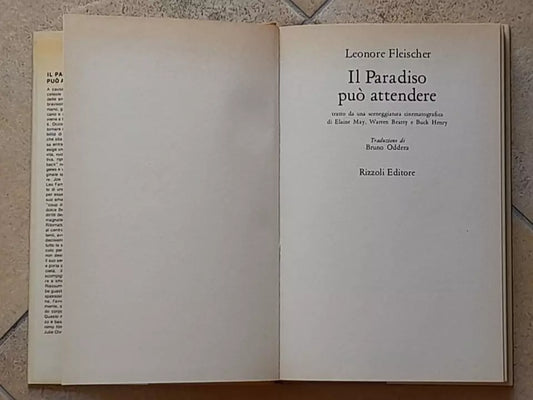 IL PARADISO PUO' ATTENDERE. LEONORE FLEISCHER.  RIZZOLI. 2° EDIZIONE 1979. COLLANA: LA SCALA.