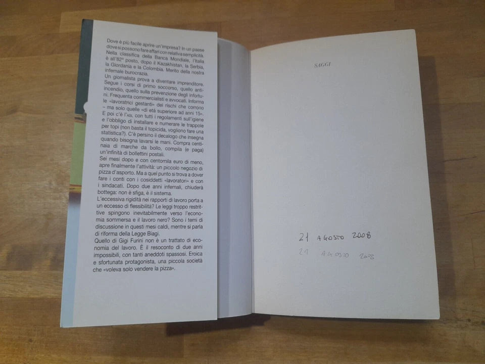 VOLEVO SOLO VENDERE LA PIZZA. LUIGI FURINI. GARZANTI EDITORE. 1° EDIZIONE, 2° RISTAMPA 2007. COLLANA: SAGGI.